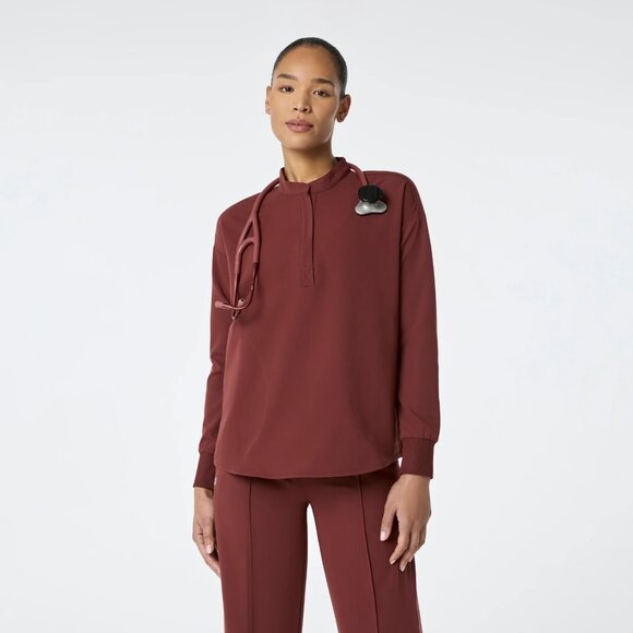 Figs Rafaela Oversized Longsleeve Scrub Top in Walnut, Size Medium - Picture 1 of 11